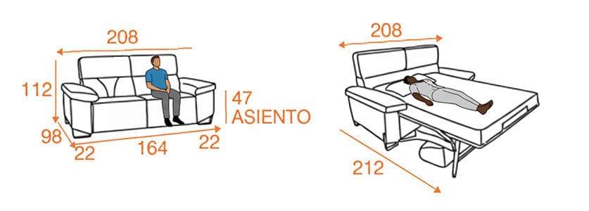 Medidas Sofá Modelo Rocio